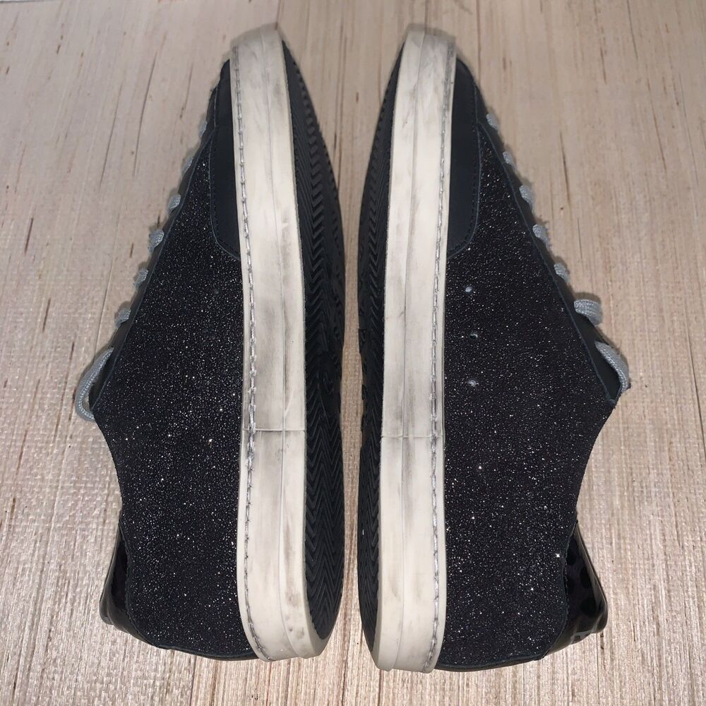 P448 John Glitter Black/Gold Low Top Sneakers Women’s US 7.5 Preppy Casual EU 38 - Picture 5 of 16